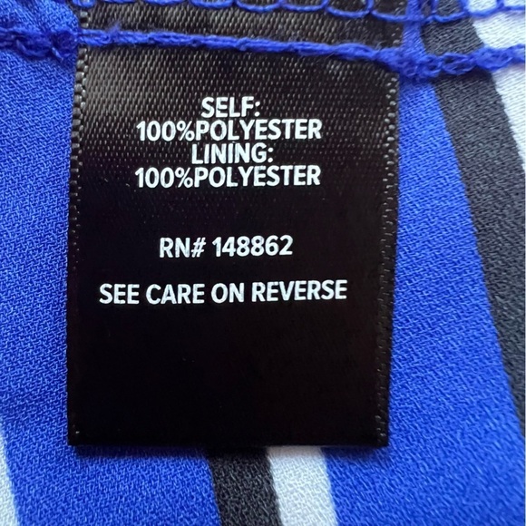 Torrid Womens Plus Sz 3X Blue White Striped With Bow Blouse Flutter Short Sleeve - Picture 8 of 9